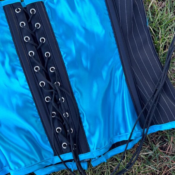 vintage blue zip up corset top NWT deadstock - Picture 5 of 5